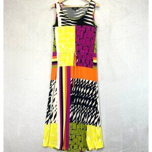 Twiggy London Colorblock Maxi Dress Medium Drawstring Sleeveless Slinky Long